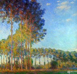 Peupliers Au Bord De L_epte Soleil Couchant — Claude Monet