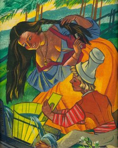 Girl Combing Her Hair At The Spring — Zofia Stryjeńska