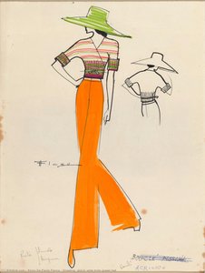 Drawing, Girl In Wide Brim Green Hat — Alceu De Paula Penna