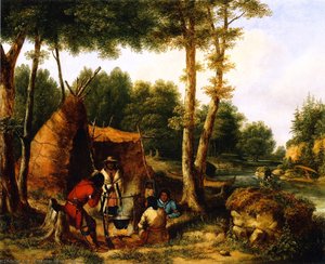 Indian Encampment By A River — Cornelius David Krieghoff