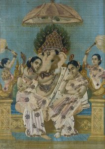 Ganesha With Sidhi And Ridhi — Ravi Varma Lithographic Press