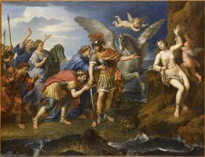 Le Roi Céphée Et La Reine Cassiopée Remerciant Persée D'avoir Délivré Leur Fille Andromède Dit Aussi La Délivrance D'andromède Persée Délivrant Andromède (autre Titre) — Pierre Mignard
