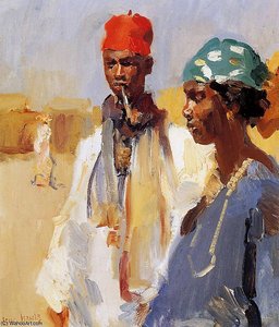 Double Portrait Negroe Heads Sun — Isaac Lazarus Israels