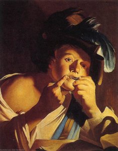 Man Playing A Jew's Harp — Dirck Van Baburen