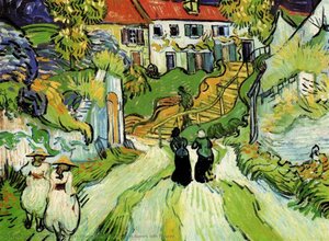 Landschaft Mit Straße Und Treppen In Auvers Mit Figuren — Vincent Willem Van Gogh