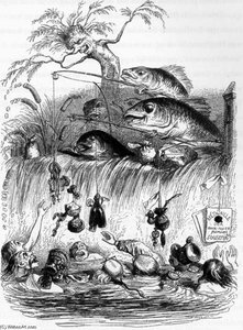 Fish Fishing For People — Jean Jacques Grandville