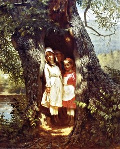 Hiding In The Old Oak — John George Brown