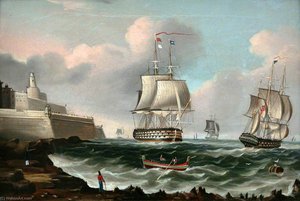 A Ship Of The Line Entering Malta — Richard Ball Spencer
