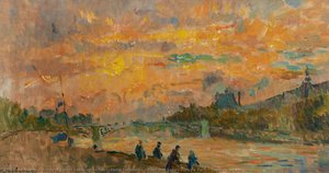 Pont Des Saints Pères À Paris, Soleil Couchant — Albert-charles Lebourg