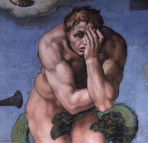 Pravá - Posúdenie Posledného Súdneho Dne (detail) — Michelangelo Buonarroti