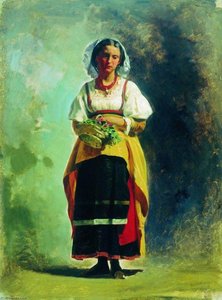 Italian Girl With A Basket Of Flowers — Fedor Bronnikov