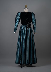Givenchy, Teal Iridescent Silk Taffeta Moiré With Black Velvet Gown — Hubert De Givenchy