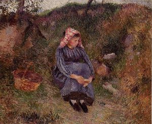 Die Sitzende Bauernmädchen — Camille Pissarro