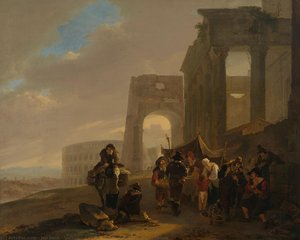 Volksscène Tussen Romeinse Ruïnes — Jan Both