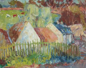 Hütten Mit Grünem Zaun — Sir William George Gillies