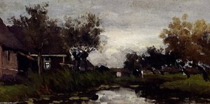 Farmhouses On The Waterfront — Johan Hendrik Weissenbruch