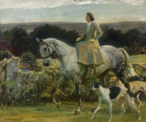 Studie Für 'lady Munnings Reitet Auf Exmoor' — Sir Alfred James Munnings