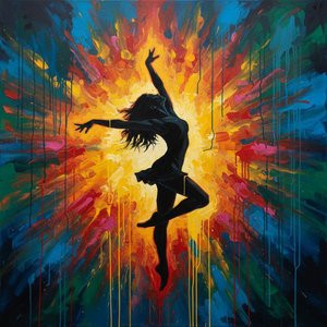 Ephemeral Ascent: A Silhouette Caught Within a Spectrum of Radiant Chaos