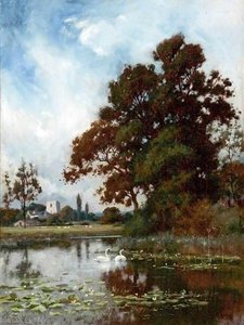 Landscape (also Known As Mere, Swans, Church In Background) — Peter Ghent
