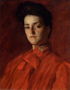Une Dame En Rouge — William Merritt Chase