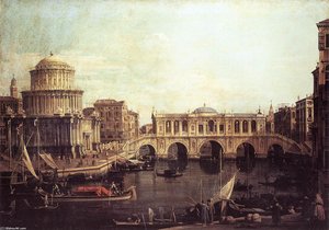 Capriccio: The Grand Canal, With An Imaginary Rialto Bridge And Other Buildings — Canaletto