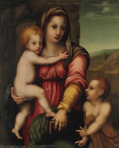 Madonna Col Bambino E San Giovannino — Domenico Puligo