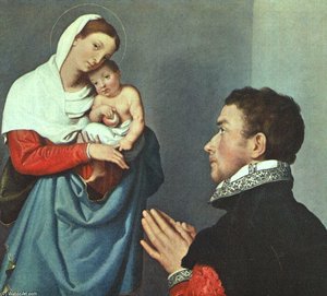 Ein Herr In Anbetung Vor Der Madonna — Moroni, Giovanni Battista
