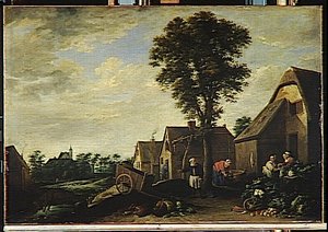 Paysage Villageois Avec Cour De Ferme, Legumes Et Fruits — David Teniers Ii Le Jeune