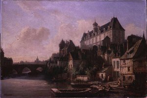Laval Laveuses Sur La Rive Droite Au Bas Du Palais De Justice — Jean Baptiste Messager