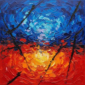 Fragmented Horizon: A Monumental Study Of Celestial Fire And Deep Oceanic Tension — Christian Noiret