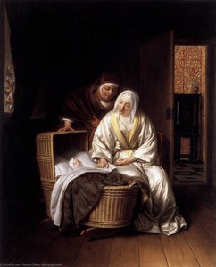Two Women By A Cradle — Samuel Van Hoogstraten