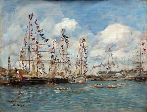 Лодки, Украсени С Флагове В Пристанището На Довил (bateaux Pavoisés Dans Le Bassin, Deauville) — Евген Луи Будин