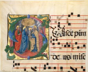 Manuscript Illumination With The Presentation In The Temple In An Initial S, From A Gradual — Cosmè Tura