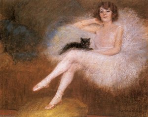 Ballerina With A Black Cat — Albert Ernest Carrier Belleuse