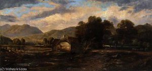 Figures Beside A Cottage In A Highland La — Horatio Mcculloch