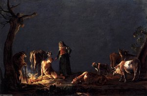 Peasants By A Fire — Leonaert Bramer