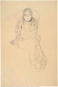 Siddende Kvinde Med Hagen Hvilende På Hånden (studie Til Portrættet — Gustav Klimt