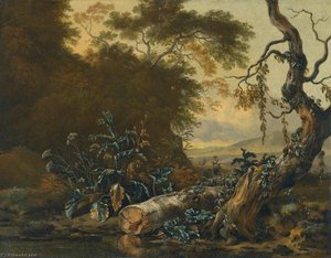 A Landscape With Trees And Foliage Beside The Edge Of A Pond — Jan Jansz Wijnants