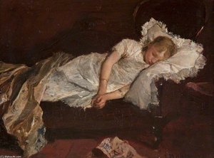 A Girl Asleep On A Sofa — Jacob Henricus Maris