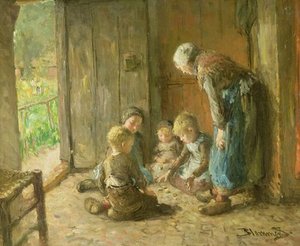 Playing Jacks On The Doorstep — Bernardus Johannes (bernard) Blommers