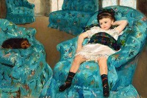 青い椅子に座る少女 — メアリー・カサット