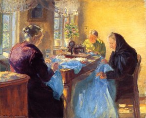 Three Old Seamstresses (also Known As Sewing A Blue Gown For A Costume Ball) — Anna Kirstine Ancher