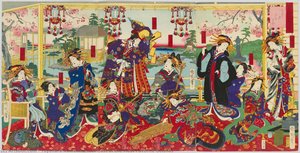 All-cast Of The Most Favorite Geishas — Toyohara Kunichika