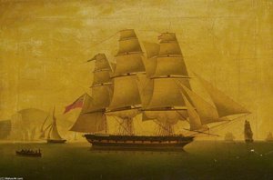 'hibernia' Beating Off The Privateer 'comet' - — Thomas Whitcombe