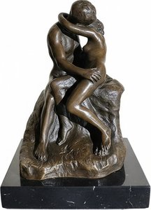 Capture The Timeless Beauty Of Love With This Exquisite Bronze Sculpture Depicting An Embracing Couple, Inspired By Rodin’s Iconic ‘the Kiss’. Meticulously Cast In Bronze And Finished With A Textured Painting Effect, The Dynamic Poses And Detailed Renderi