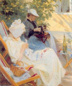 Marie Y Su Madre En El Jardin — Peder Severin Kroyer