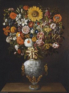 Florero Con Cuadriga Vista De Perfil (vase With 'chariot' Handles With Flowers) — Tomás Hiepes