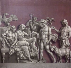 Mercury Delivering A Message To Jupiter And Juno, With Neptune In Attendance (from An Antique Relief In The Museo Angelonio) — Френсис Хайман