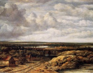Panorama With Farmhouses Along A Road — Philips De Koninck