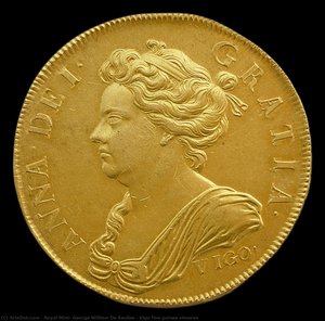 Vigo Five Guinea Obverse — Royal Mint, George William De Saulles